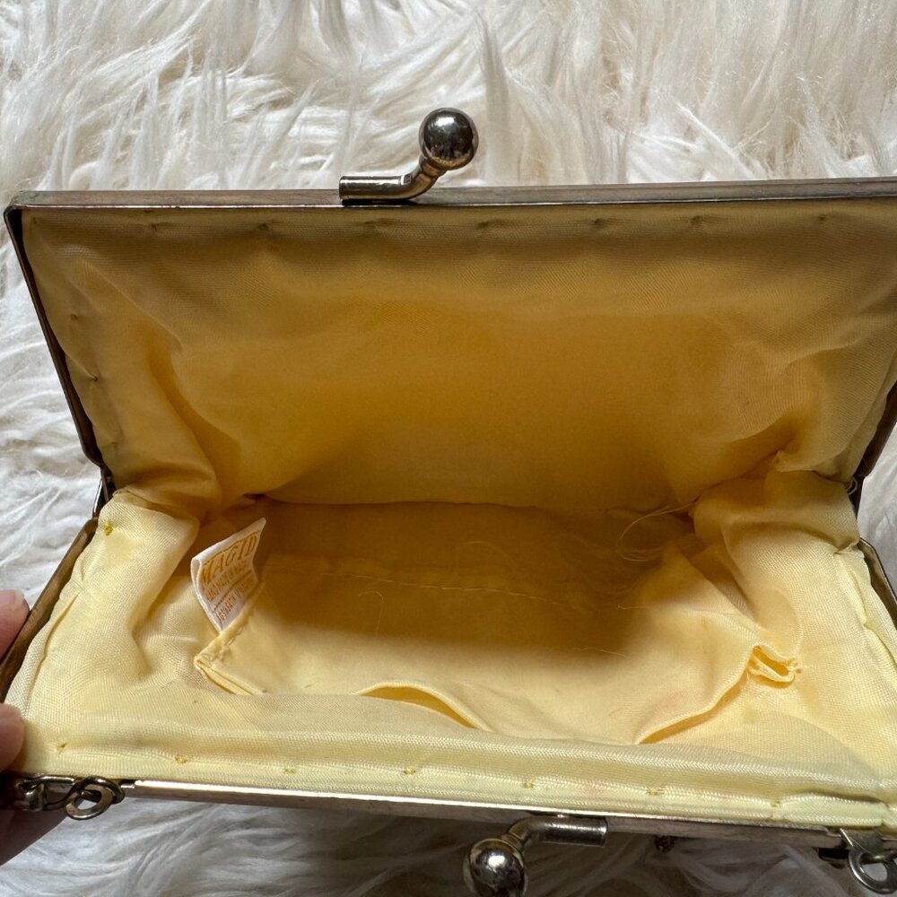 VINTAGE gold beaded & satin snap purse - Picture 4 of 5